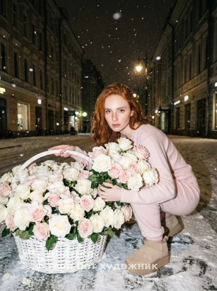 👄 Женские Фотосессия Зимний букет роз