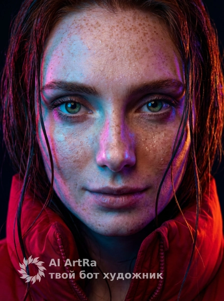 👄 Женские В лучах неона: портрет под дождём