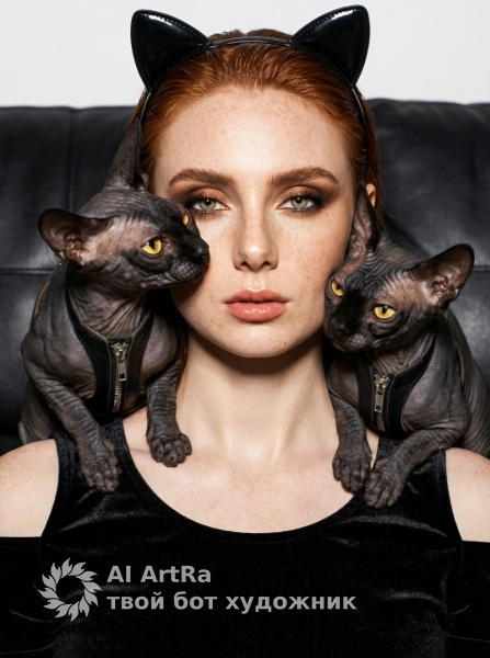 🐾 С животными Гламур и тайна: портрет с сфинксами