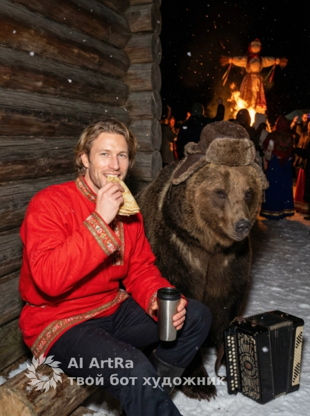 Русская Масленица: блин, чай и лесной гость