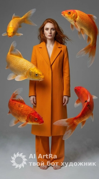 Сюрреализм моды: золотые карпы и оранжевый шик