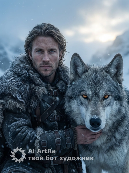 До рассвета: воин в мехах и его верный волк