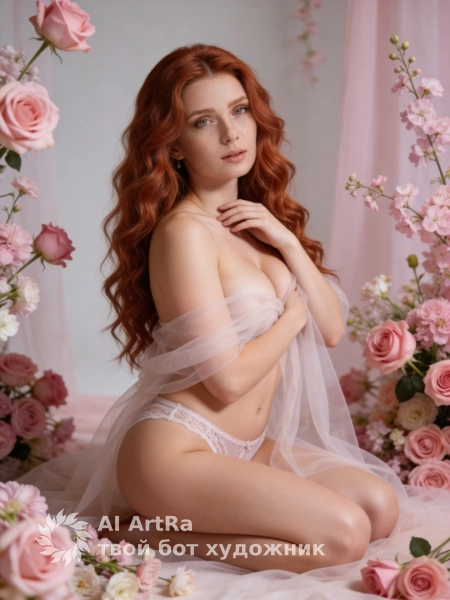 Естественная красота под прозрачной вуалью и лепестками роз