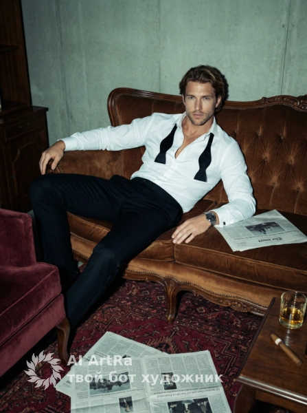 Расслабленный джентльмен в бархатном кресле