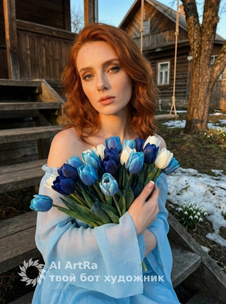 Весенняя Сказка: синие тюльпаны и подснежники