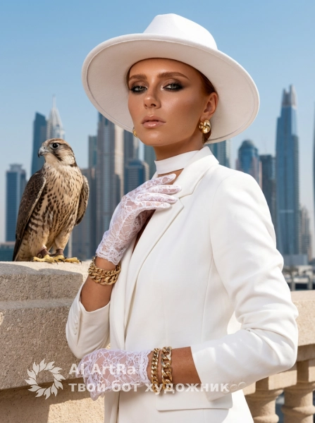 Стильный портрет в шляпе и кружевных перчатках