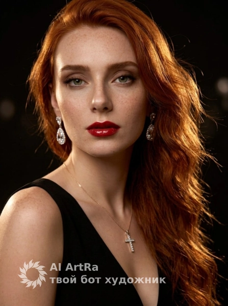 Гламурный вечерний портрет с красной помадой