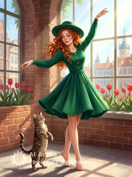 Энергичная весенняя фотосессия с котом