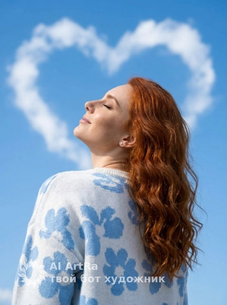 Нежный портрет с облаком в форме сердца