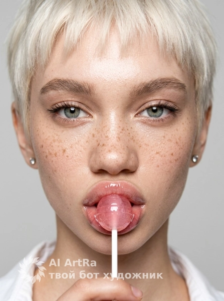 Фэшн-бьюти крупным планом с чупа-чупсом