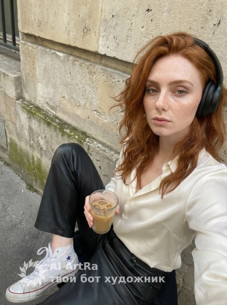 Парижский street-style портрет с кофе