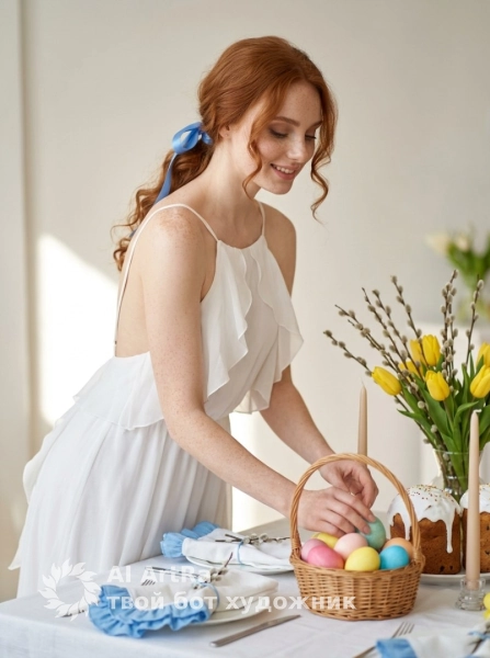 Фотосессия к Пасхе с цветами и декором