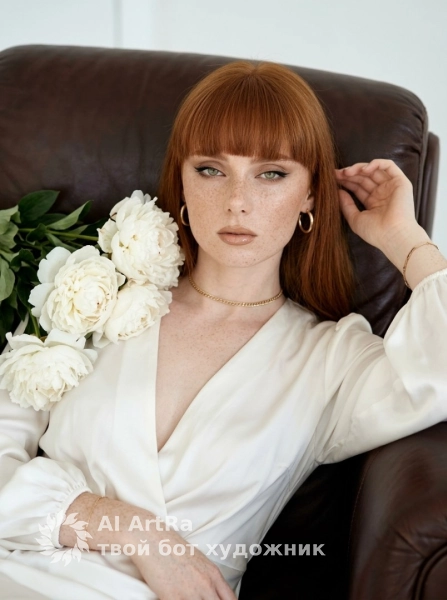 Премиум фотосессия в студии - элегантный образ с белыми розами