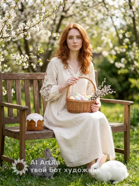 Пасхальная фотосессия в саду с кроликами