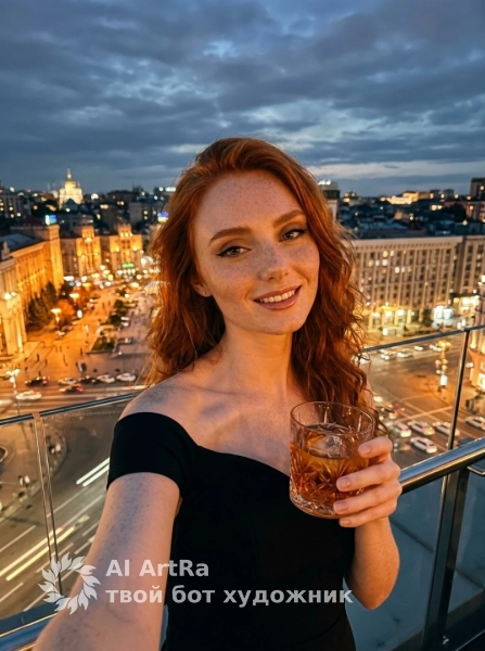 Ночная фотосессия на балконе с видом на город