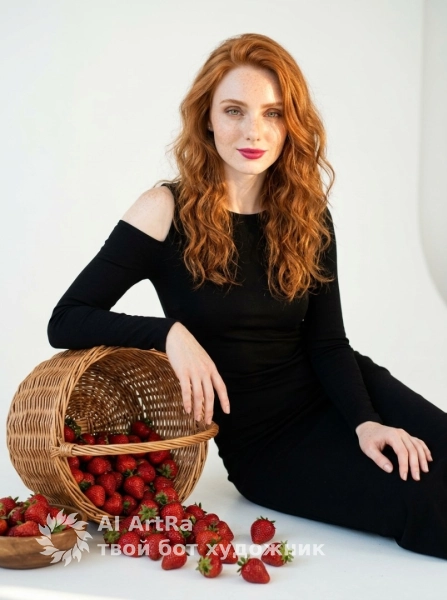 Летняя фотосессия с клубникой - яркий портрет в студии