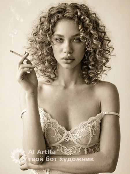 Винтажный портрет в студии с сигаретой и мягким светом