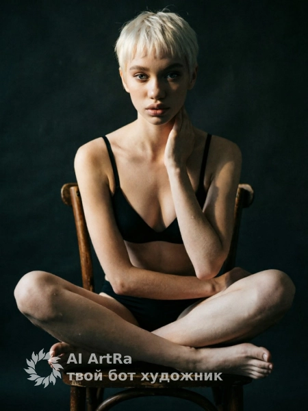 Портрет на стуле в чёрном белье