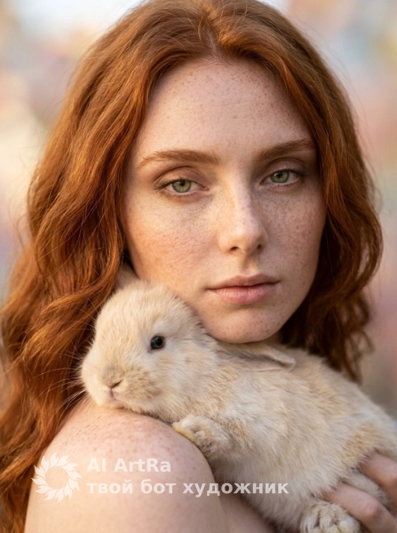 Портрет с пушистым кроликом