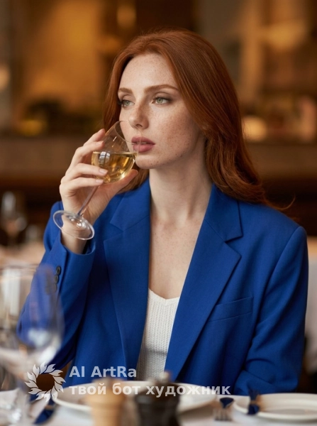 Портрет в ресторане с бокалом