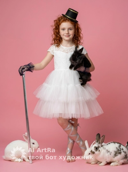 Портрет в образе фокусника, съёмка с кроликами