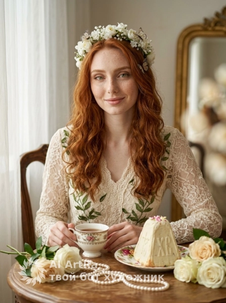 Портрет в винтажной чайной комнате