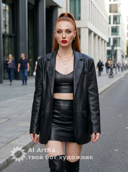 Фотосессия в городе, кожаный стиль и fashion образ