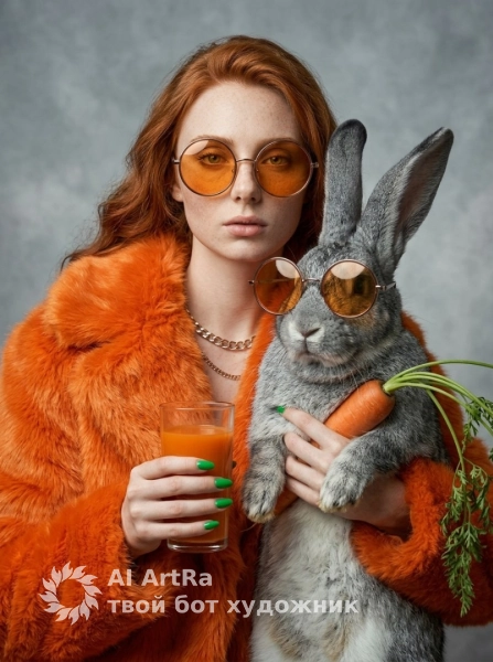 Сюрреалистичный фэшн портрет с кроликом
