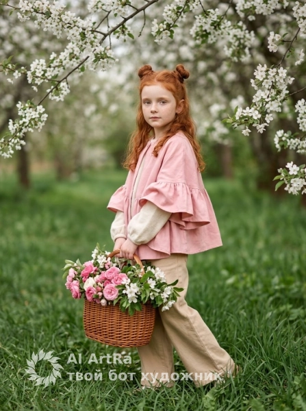 Детский портрет в цветущем саду весна и нежность