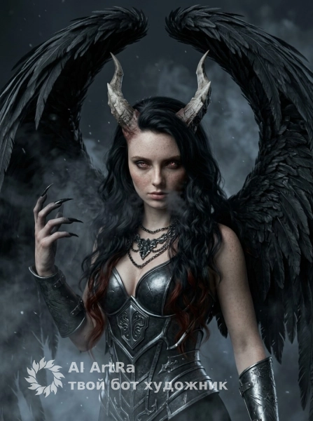 Фэнтези портрет с крыльями демонический образ и атмосфера