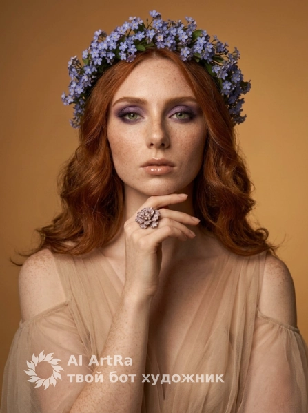 Бьюти портрет с венком из незабудок