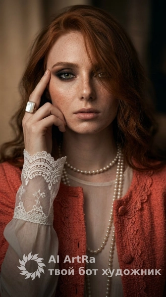 Арт фотосессия с жемчужными бусами