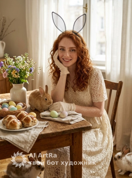 Пасхальный портрет с кроликами