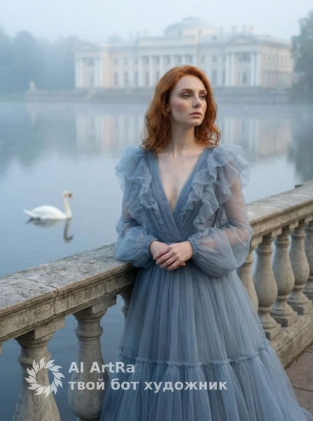 Арт фотосессия у озера лебедь и нежная атмосфера