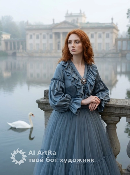 Арт фотосессия у озера лебедь и нежная атмосфера