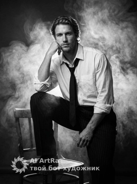 Кинематографичный портрет мужчины нуар и дым