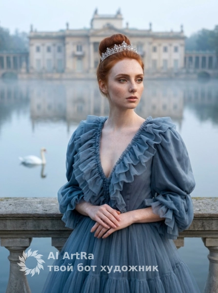 Фотосессия с лебедем у воды: романтичный образ в утренней дымке