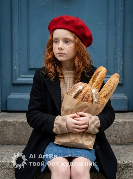 Фотосессия в парижском стиле: девочка с багетом
