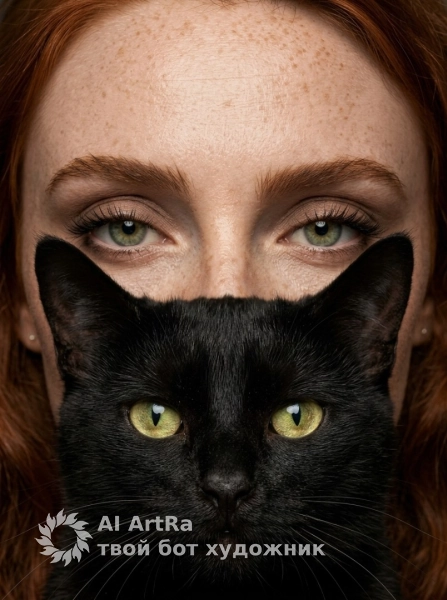 Фотосессия с чёрным котом: макро-портрет