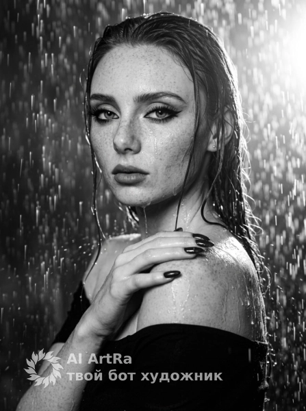Фотосессия под дождём: драматичный чёрно-белый портрет