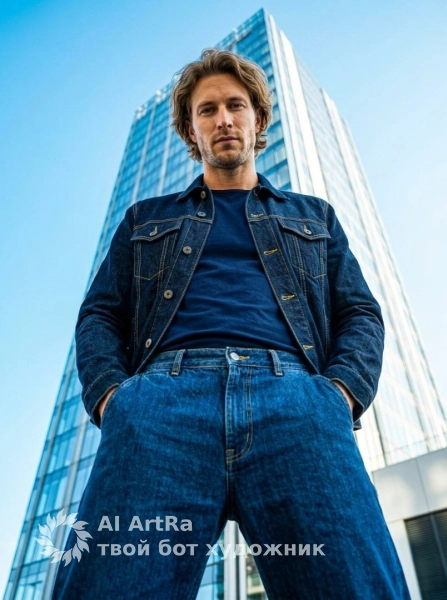 Фотосессия в дениме с низкой перспективой