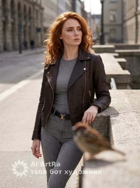 Городской стиль, девушка у каменного парапета