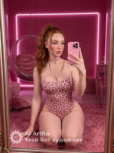 Селфи в зеркале роскошной розовой комнаты