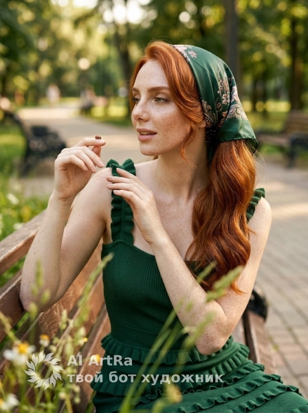 Девушка с божьей коровкой в парке