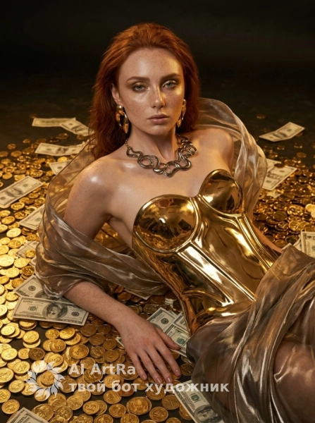 Роскошная фотосессия в золоте с эффектом власти и изобилия