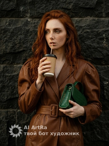 Кинематографичная фотосессия с кофе у каменной стены