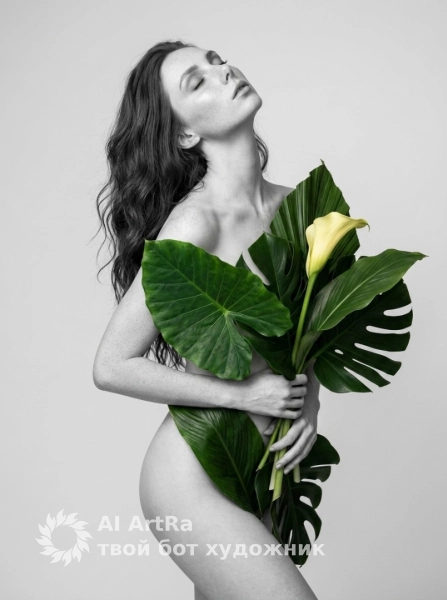 Художественная фотосессия с тропической листвой
