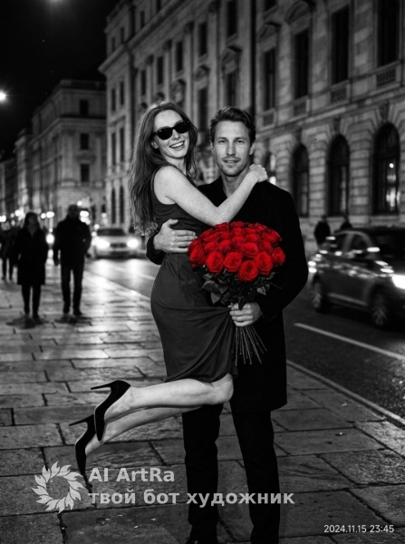 Чёрно-белая фотосессия с цветовым акцентом