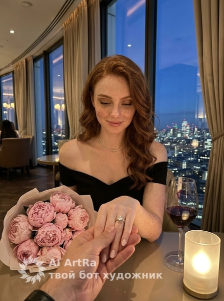 Романтическая фотосессия помолвки в ресторане