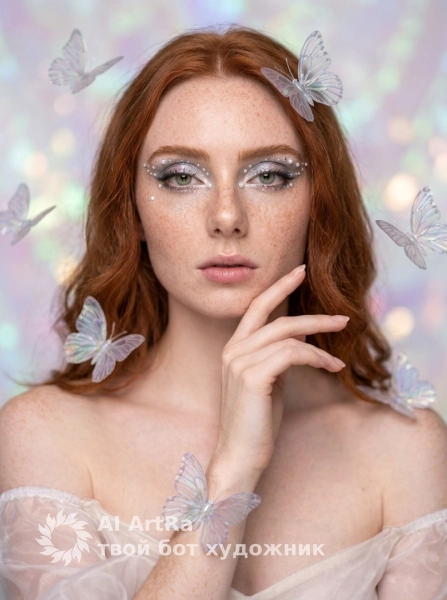 Кинематографичный портрет с магическими бабочками